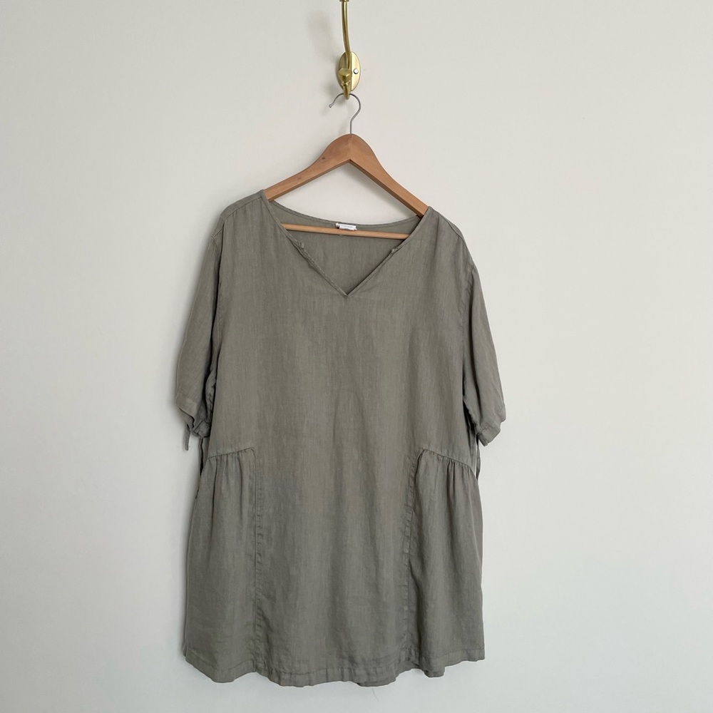 Olive Green 100% Linen Tunic